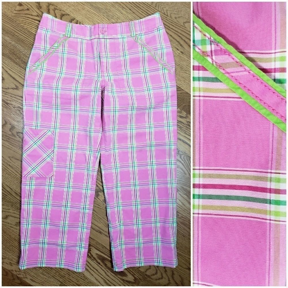 Vintage White Label Plaid Lilly Pulitzer Cropped Pants 6